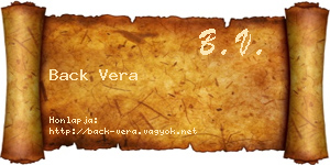 Back Vera névjegykártya